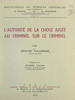 cover image of L'autorité de la chose jugée au criminel sur le criminel